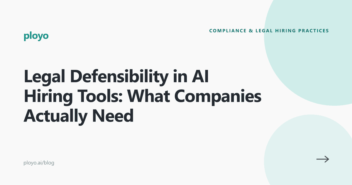 Cover illustration for the Ployo article on legal defensibility in AI hiring tools