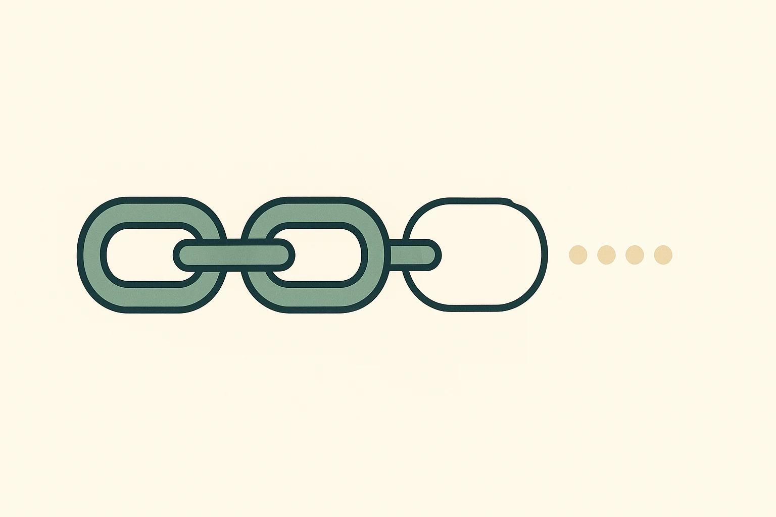 Three joined chain links, after which the chain continues only as a row of dots
