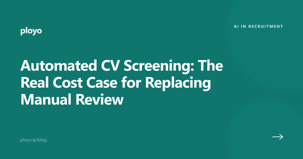 Cover illustration for the Ployo article on automated CV screening and its cost savings versus manual review