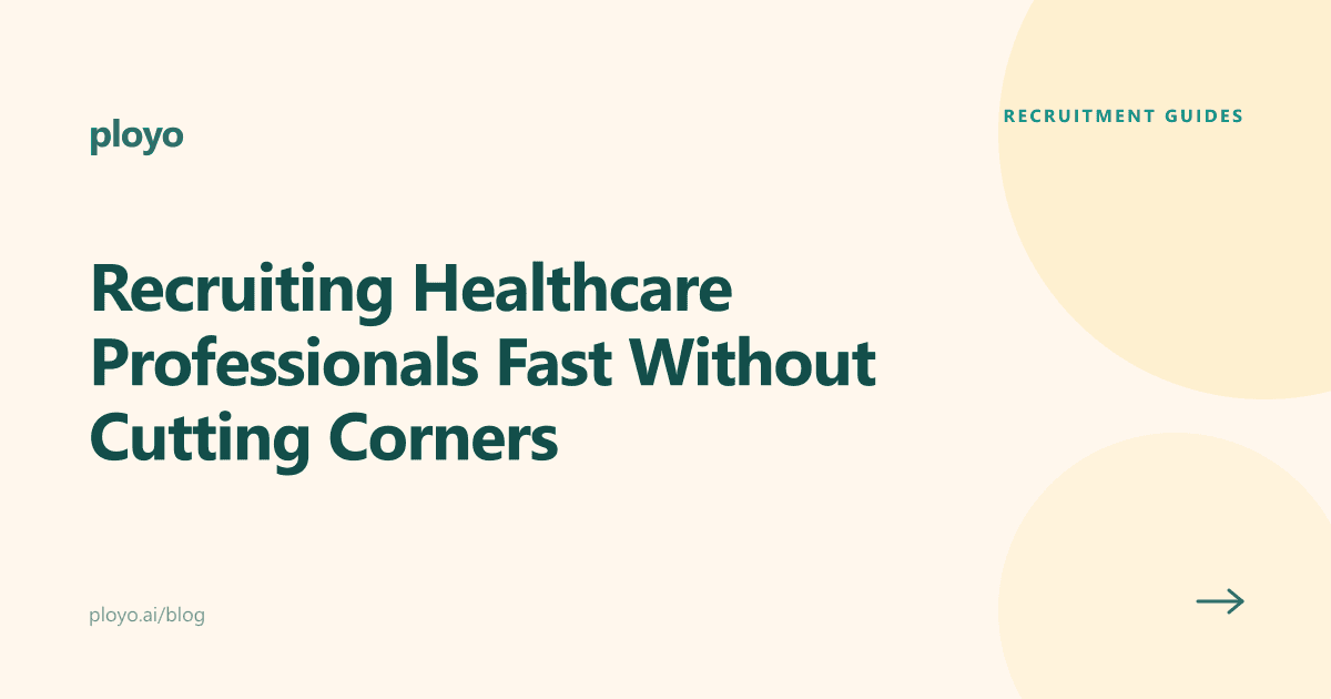 Illustration of a healthcare recruiter quickly screening clinical candidates without cutting corners