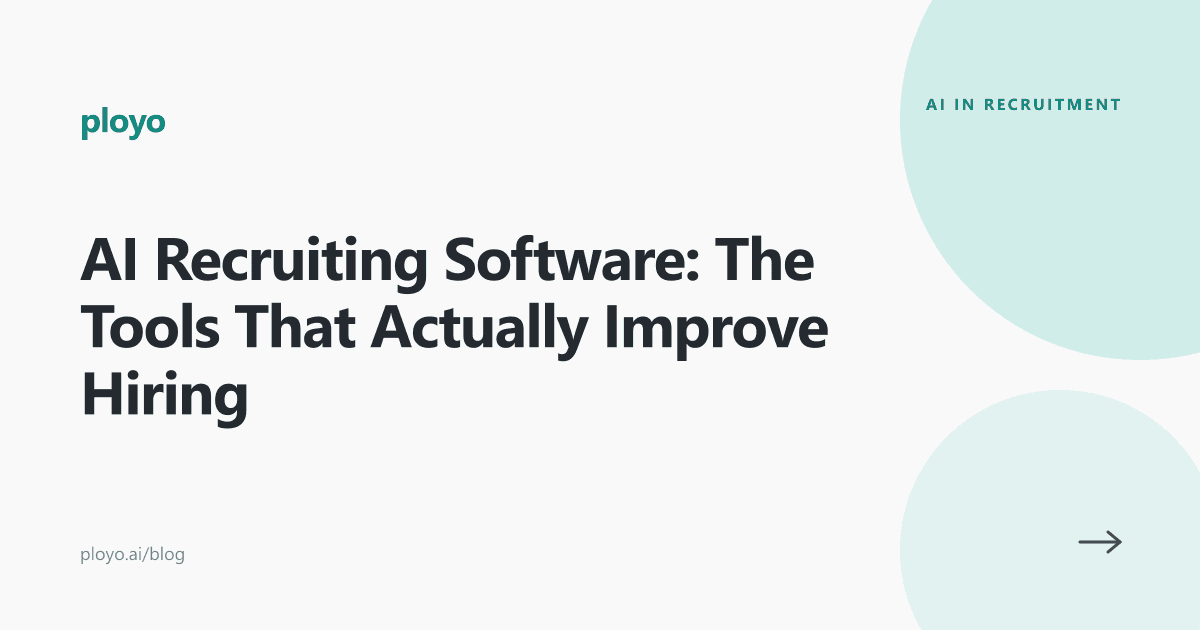Illustration for a roundup of AI recruiting software tools that improve hiring